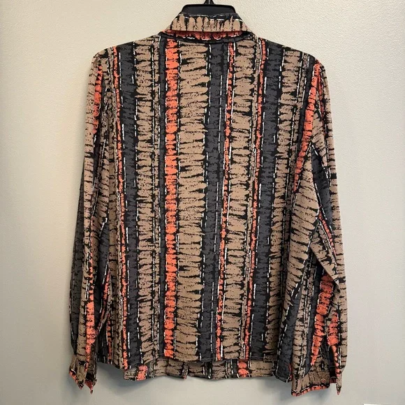 Vintage D’Allaird’s Tie-Neck Blouse | Abstract Earth Tones | Size 14 - Picture 3 of 5